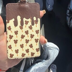 loungefly Brown & Cream Mickey Ice Cream Pattern Phone Card Holder